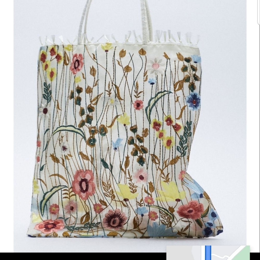 Zara embroidery floral flower tulle bag purse